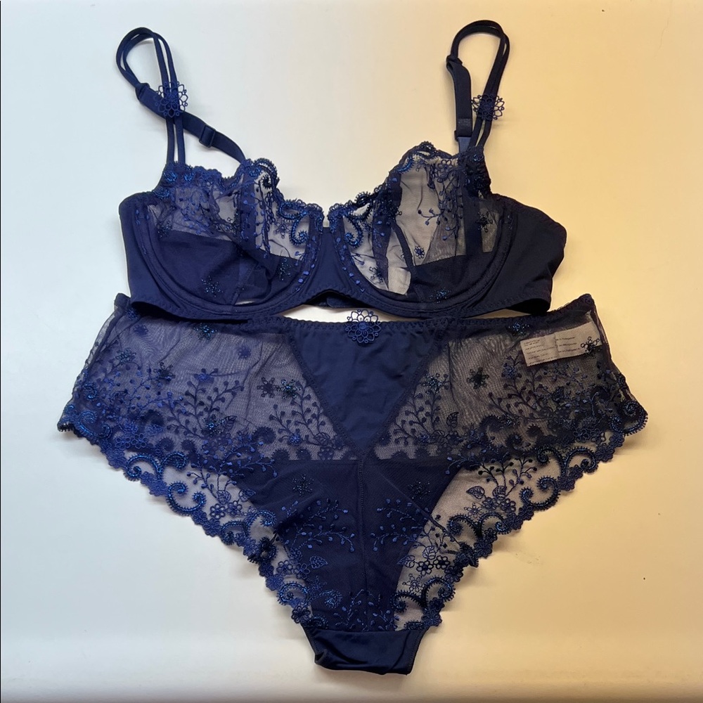 Simone Perele Midnight Blue Lace Bra Set